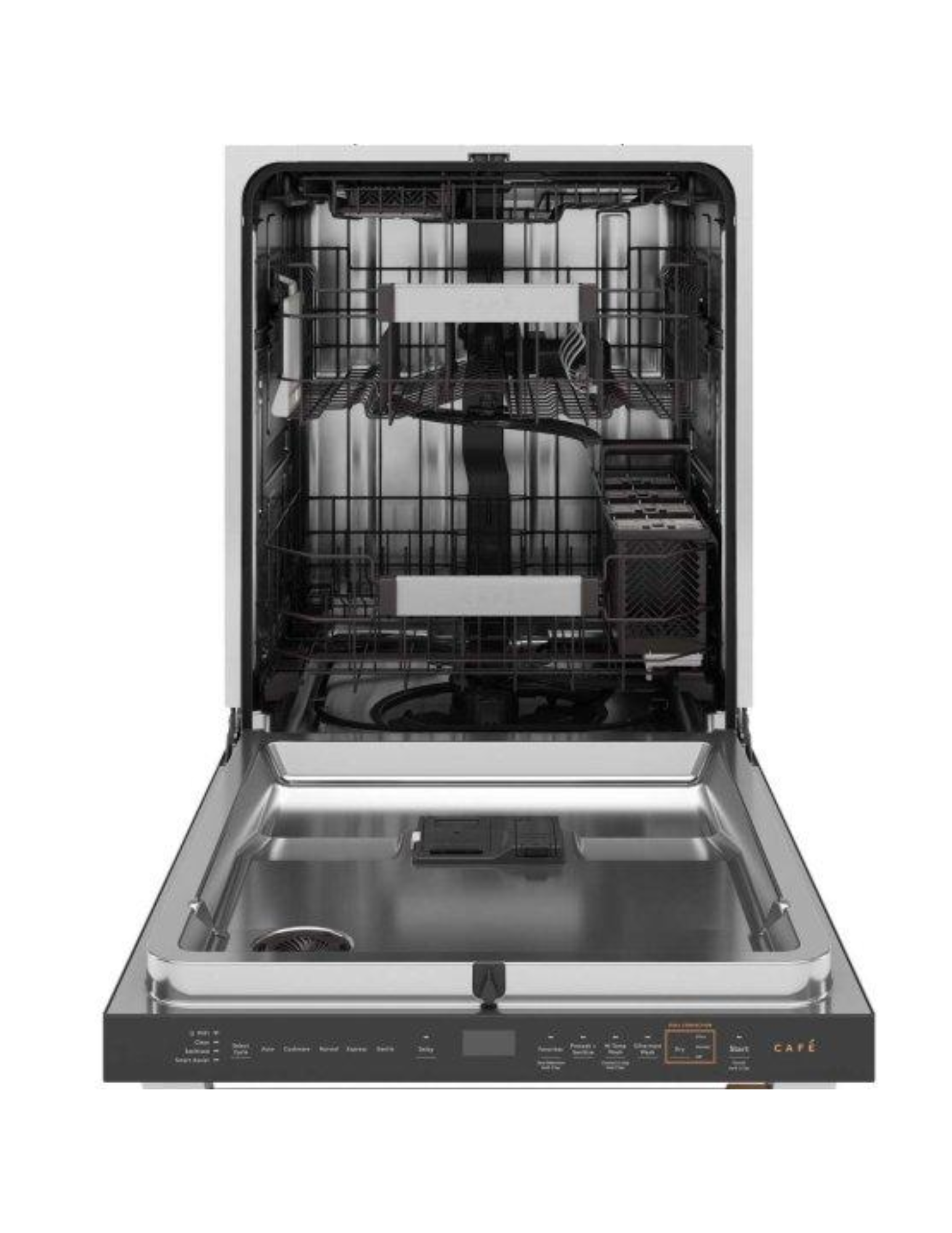 24-Inch Top Control Smart Built-In Dishwasher — Matte White with Brushed Bronze Handle