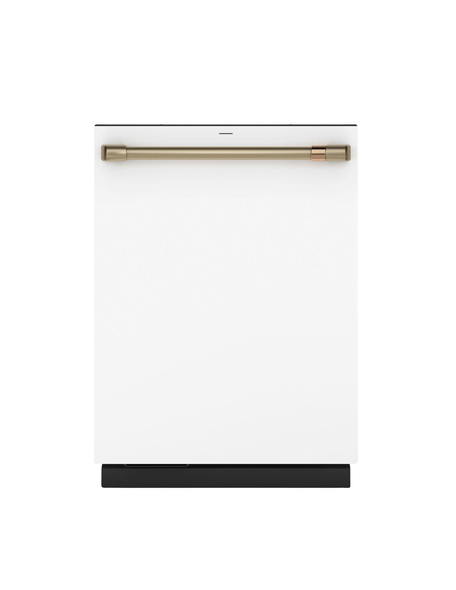 24-Inch Top Control Smart Built-In Dishwasher — Matte White with Brushed Bronze Handle