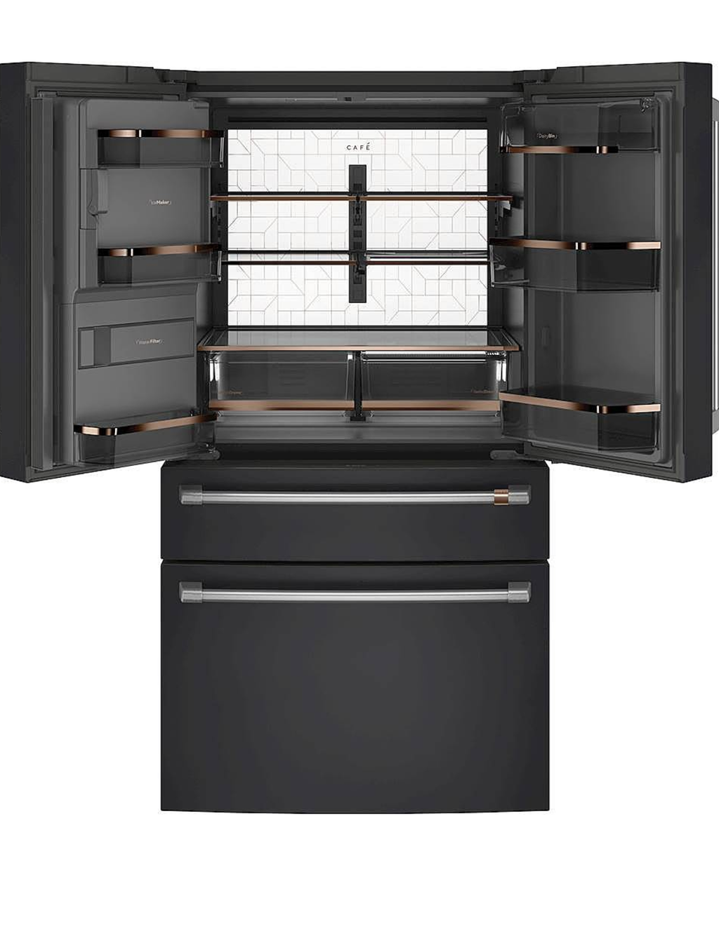 Café CVE28DP3NHD1 36-Inch 27.8 Cu. Ft. Smart 4-Door French Door Refrigerator — Matte Black