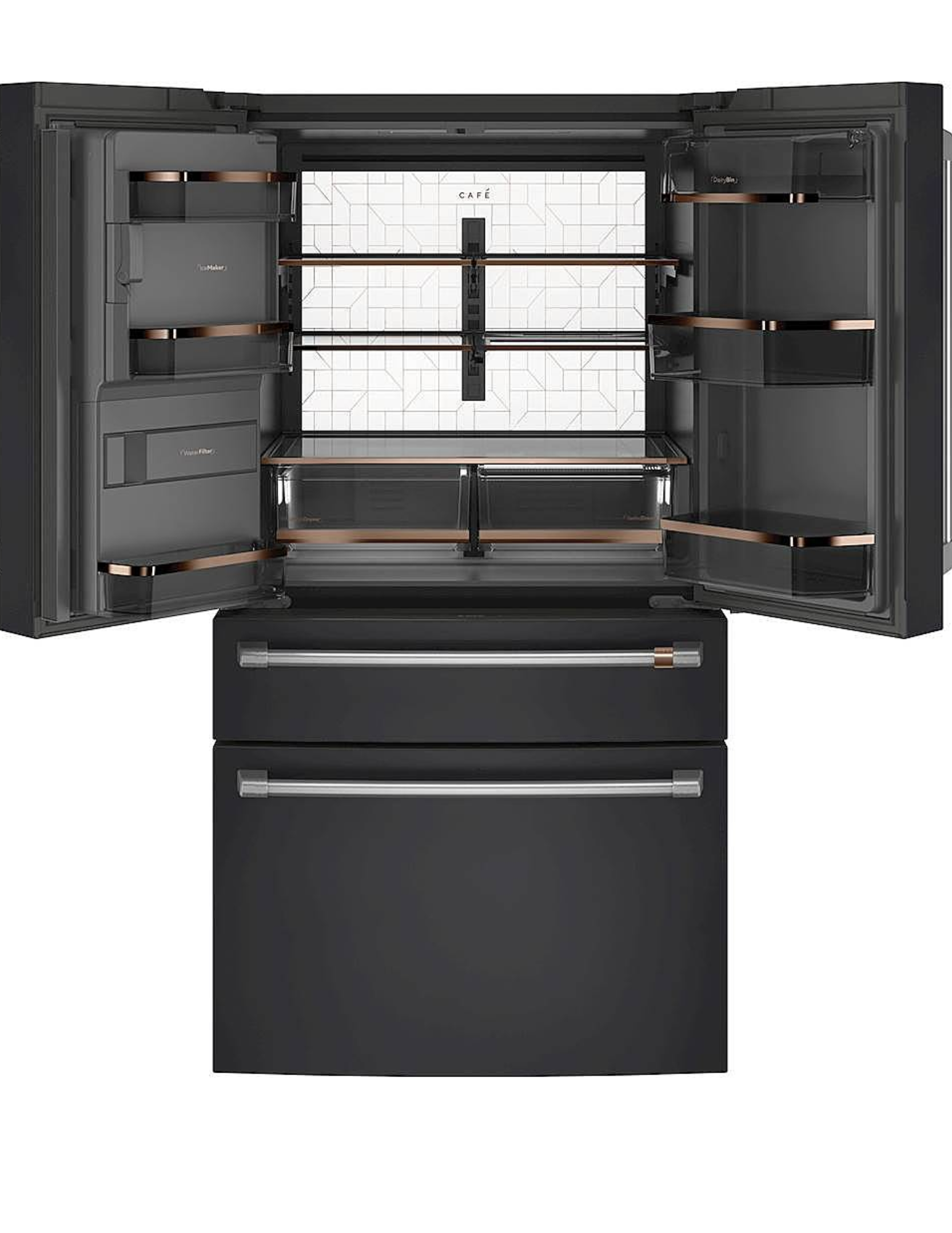 Café CVE28DP3NHD1 36-Inch 27.8 Cu. Ft. Smart 4-Door French Door Refrigerator — Matte Black