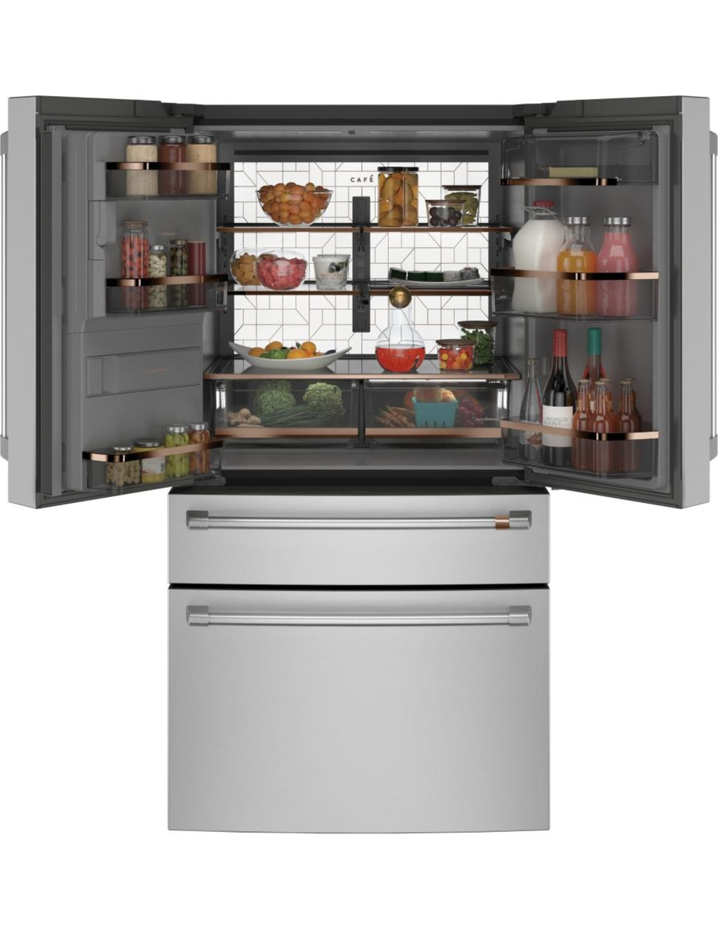 Café CVE28DP2NJS1 / CVE28DP2NS1 36-Inch 27.8 Cu. Ft. Smart 4-Door French Door Refrigerator — Stainless Steel