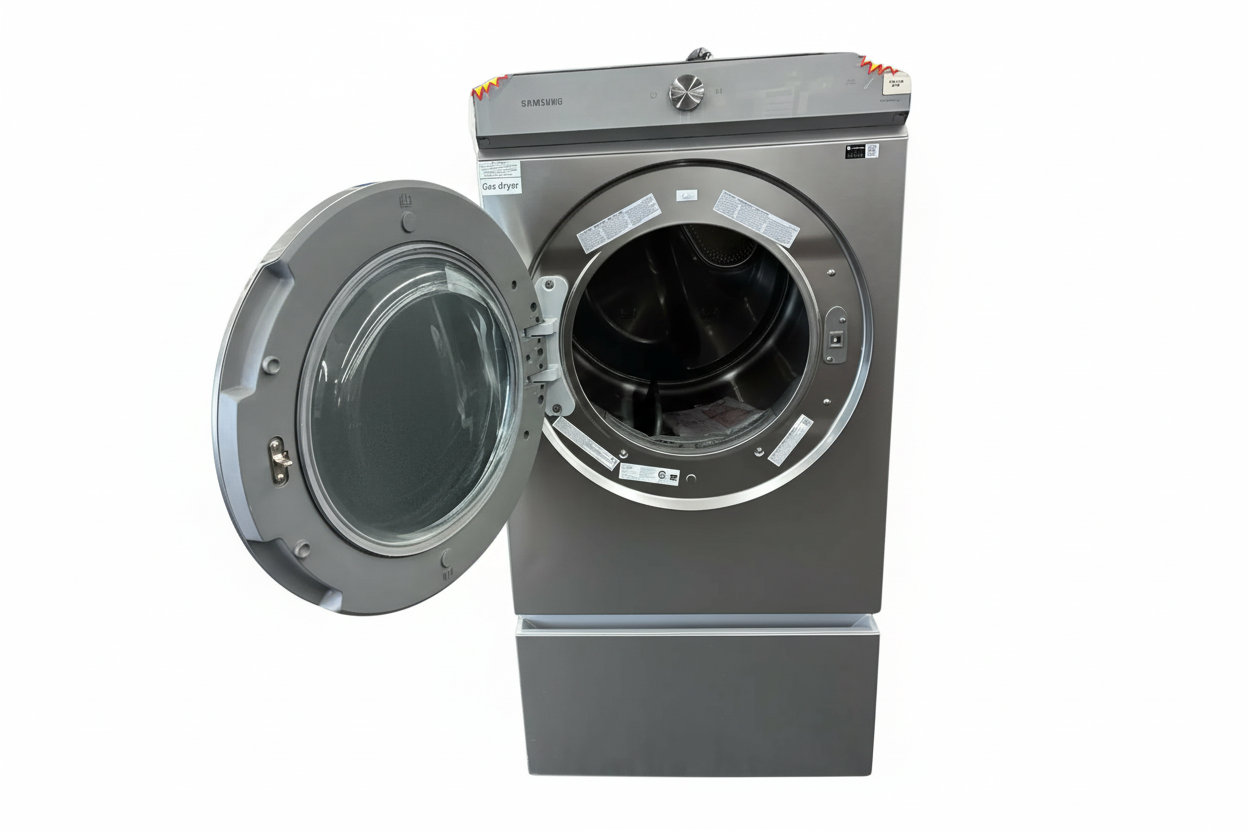 Samsung DVG53BB8900T Bespoke 7.6 Cu. Ft. Smart Gas Dryer with AI & Super Speed Dry – Silver Steel