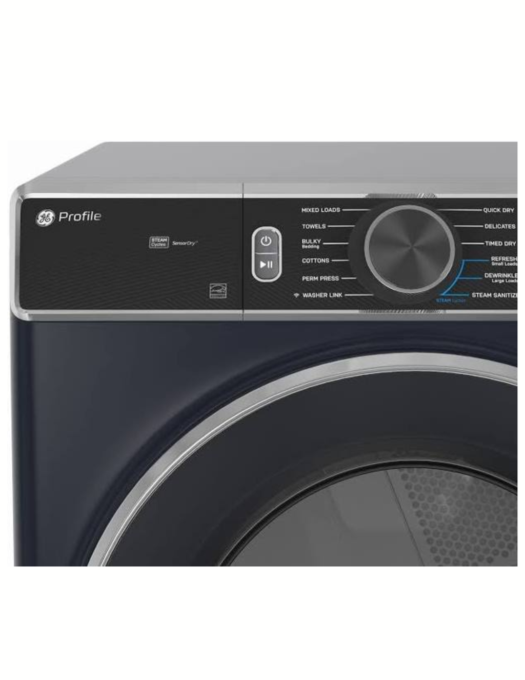 GE Profile PFD87GSPV0RS 7.8 Cu. Ft. Smart Gas Dryer with Steam & Sanitize – Sapphire Blue