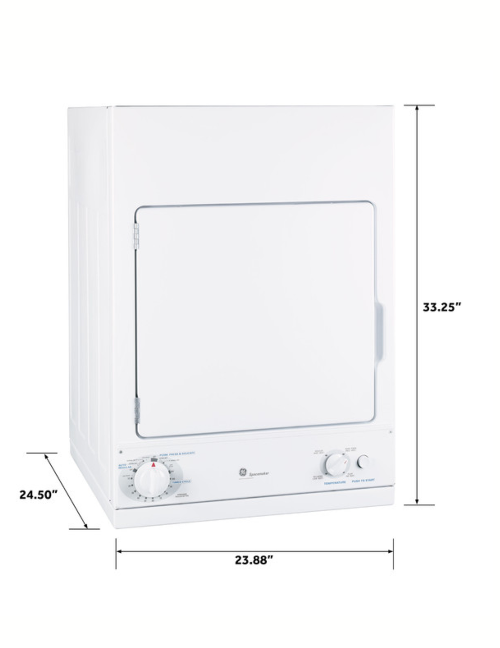 GE DSKS433EBWW Compact Electric Dryer